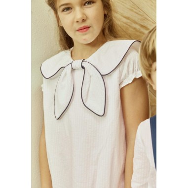 Vestido Dulce Blanco Cuello Marinero Elegante