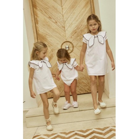 Vestido Dulce Blanco Cuello Marinero Elegante